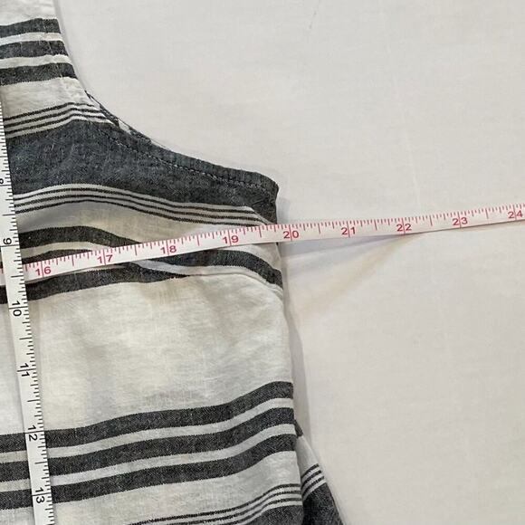 Old Navy Black & White Stripe Sleeveless Button Down Linen Tunic, Size L - Picture 10 of 12